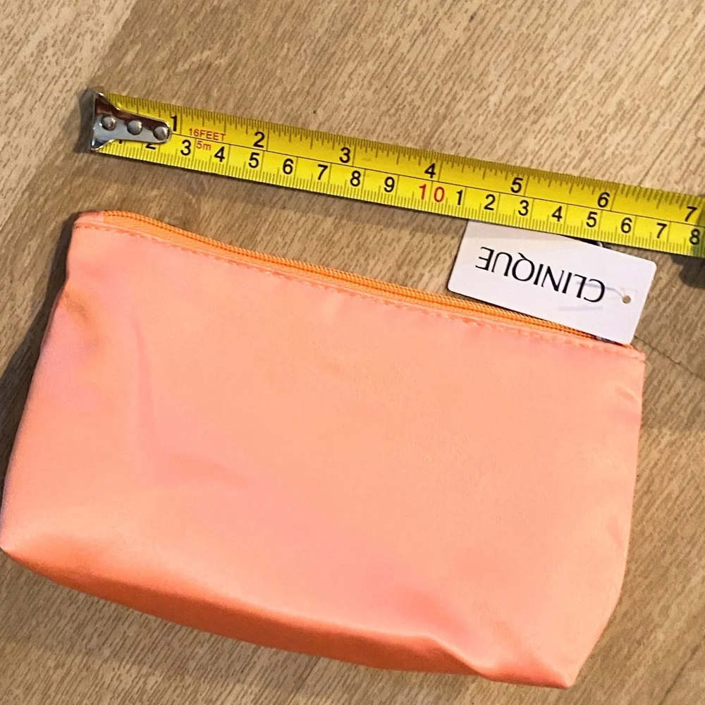 Clinique Signature Orange Motif Patches Satin Cosmetic Bag